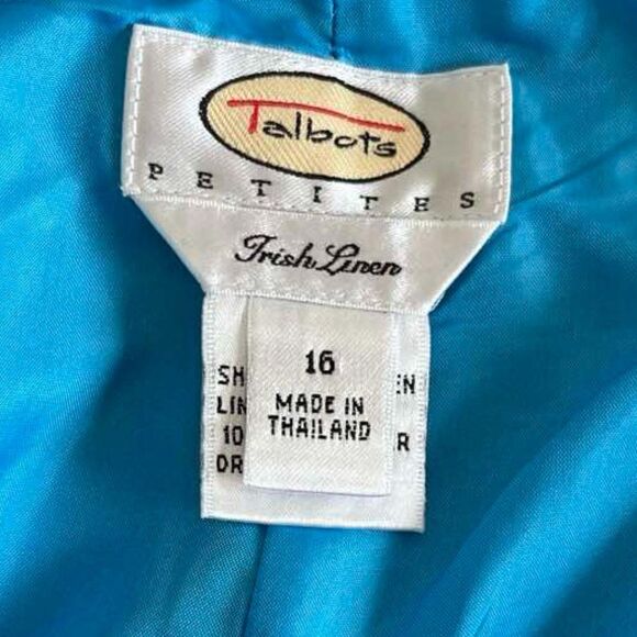 Talbots Women's Pants 100% Linen Bright Blue Lined Size 16 - Picture 3 of 12